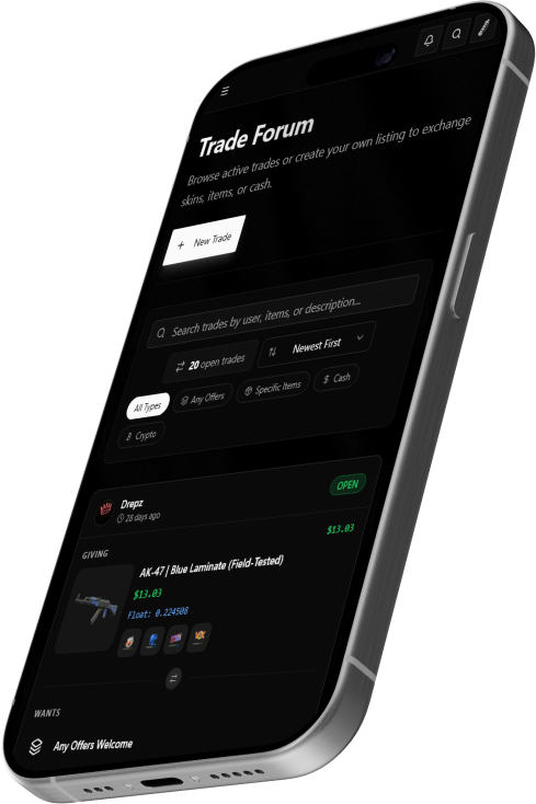 Skinweb trade forum on iPhone